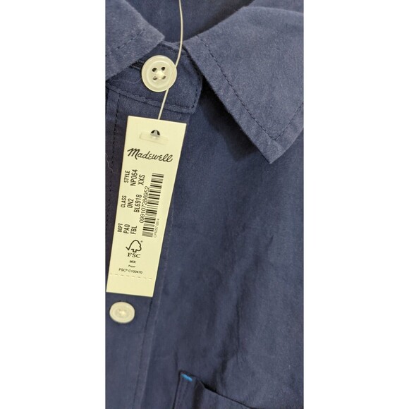 Madewell Shirt Signature Poplin Blue Oversized Button Up Business Casual XXS - Picture 9 of 9